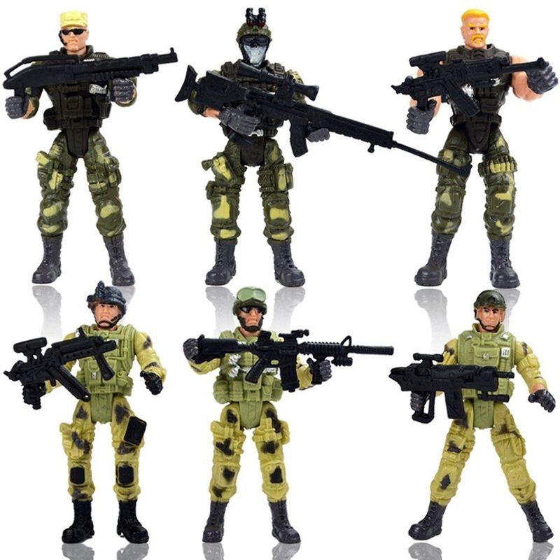 Insten 6 Special Force Army SWAT Soldiers Action Figure Toys, 4 Inches Tall, 1 of 2