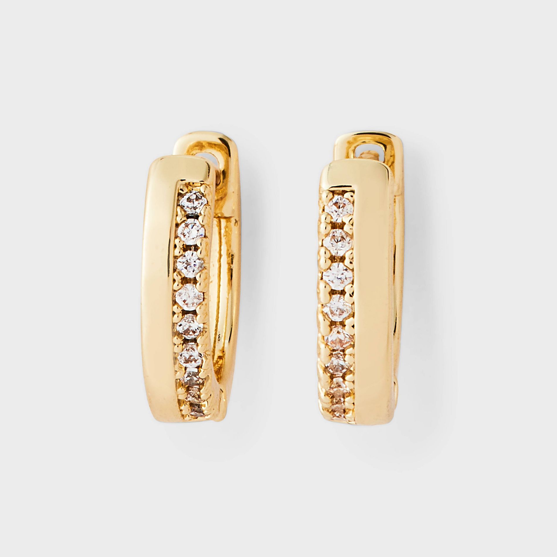 14K Gold Plated & Cubic Zirconia Endless Hoop Earrings - A New Day™ Gold