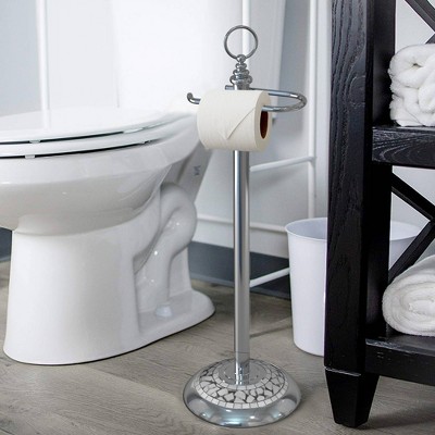 Chrome Mosaic Freestanding Toilet Paper Holder, 24" High