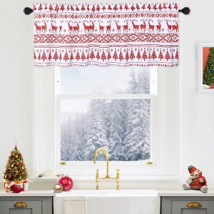 Farmhouse Christmas Tree and Deer Pattern Bathroom Kitchen Curtains - 1 of 4