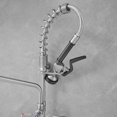 Brushed Nickel 2-Handle Wall Mount Pre-Rinse Kitchen Faucet