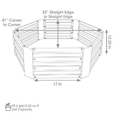 Hexagon Gray Galvanized Steel Raised Garden Bed