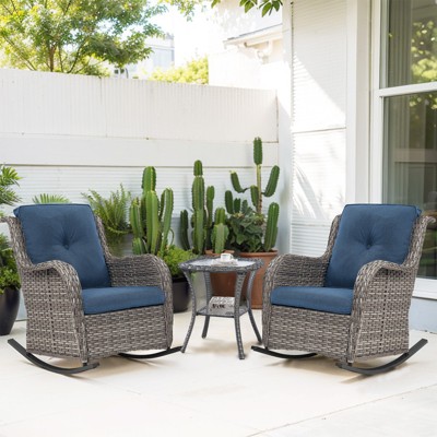 Gymojoy Outdoor Rocking Chair Rattan Rocker Chairs with Cushion