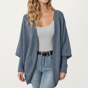 Anna-Kaci Women's Open Front Knit Cardigan with Dolman Sleeves and Relaxed Fit - 1 of 4