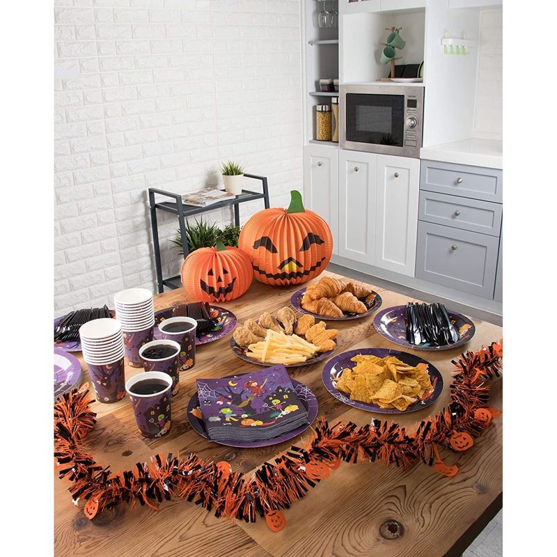 Blue Panda 144 Piece Spooky Halloween Disposable Party Supplies Serves 24 - Plates, Napkins, Cups & Cutlery, 3 of 8