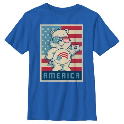 Boy's Care Bears Retro America Cares Bear T-shirt - Royal Blue - Small ...