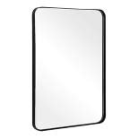 ANDY STAR Modern Decorative 20 x 28 Inch Rectangular Wall Mounted Hanging Bathroom Vanity Mirror with Stainless Steel Metal Frame, Matte Black