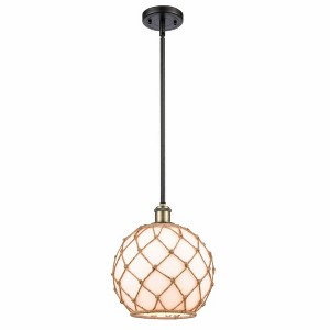Farmhouse Rope - 1 Light Stem Hung Mini Pendant In Industrial Style-13 Inches Tall and 10 Inches Wide - 1 of 1