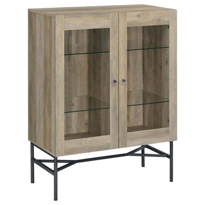 Coaster Bonilla Farmhouse 2 Door Wood Accent Cabinet with Glass Shelves