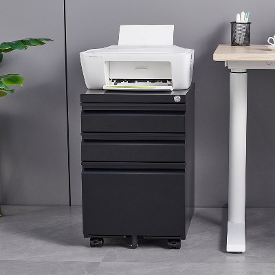 NicBex Mobile File Cabinet with Lock, Vertical Filing Cabinets with Drawers and Wheels,Office Cabinet for Home, Office