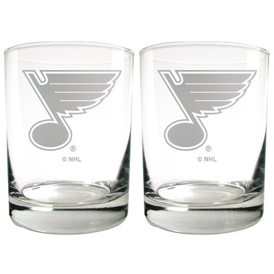 NHL St. Louis Blues Laser Etched Rocks Glass Set - 2pc