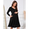 Women's Maternity V Neck Dress Casual Long Sleeve Knit Midi Sweater Dress with Pocket Photoshoot Baby Shower - 2 of 4