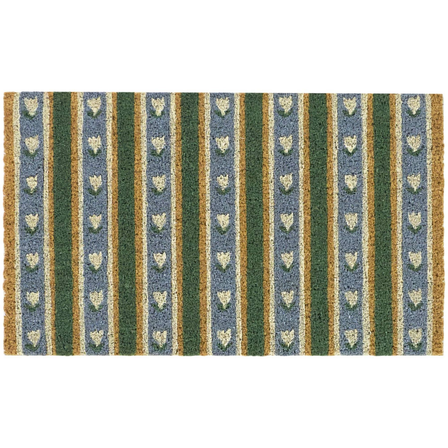 Balta Rugs 1'5"x2'5" Cute Floral Striped Natural Papilio Coir Doormat