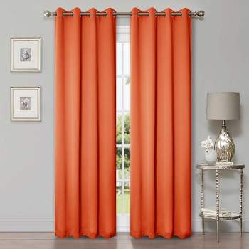 Classic Modern Solid Room Darkening Blackout Curtains, Grommets, Set of 2, 52"x96", Rust - Blue Nile Mills