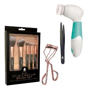 Pursonic Beauty Essentials Bundle - Advanced Facial and Body Cleansing Brush, Studio Makeup Brush Set, Slant Tip Tweezer, and Eyelash Curler - 1 of 4