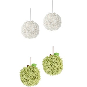 REGALWOVEN Soft Absorbent Fluffy Chenille Ball Bathroom Hand Towels with Wall Hook 4 Pack - 1 of 4