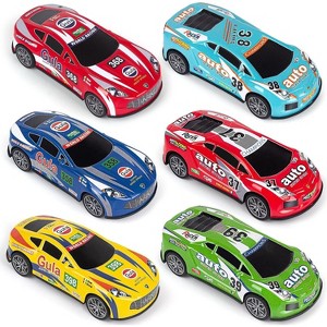 4-Pack Friction Powered Car Toys - 7" Push & Go Race Trucks for Kids Ages 3-6 - 1 of 4