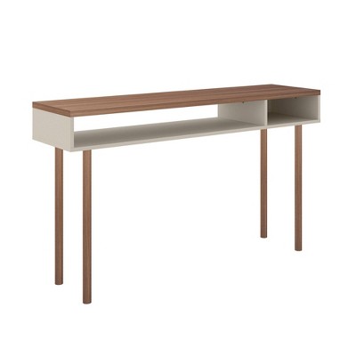 Windsor 48" Off White and Natural Wood Console Table with Storage