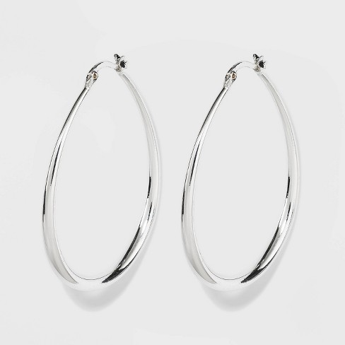 Silver oval deals hoops