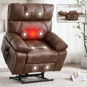 GDFStudio Erylis Modern Leatheraire Heat Massage Power Lift Recliner Chair with Hidden Cup Holders and Power-Remote - 1 of 4