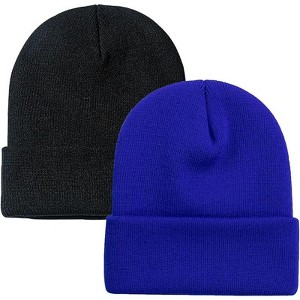 MSDC 1&2 Pack Beanie for Men Women Slouchy Beanie Hats Winter Knit Caps Soft Ski Hat Unisex - 1 of 4