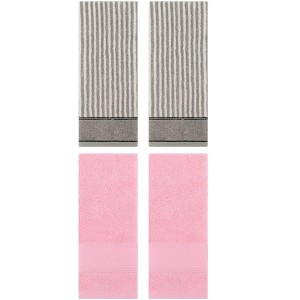 REGALWOVEN 4 Pcs Bathroom Decorative Cotton Soft Absorbent Sold Striped Hand Towel - 1 of 4