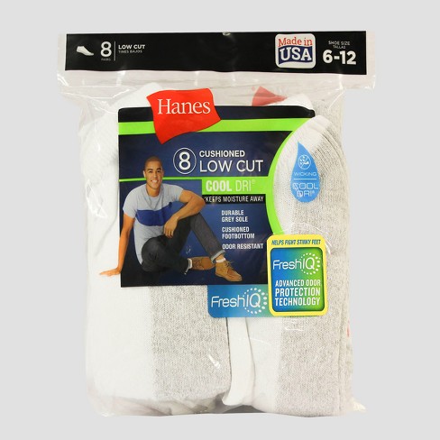 Men's Hanes 8pk Low Cut Socks With FreshIQTM - White : Target