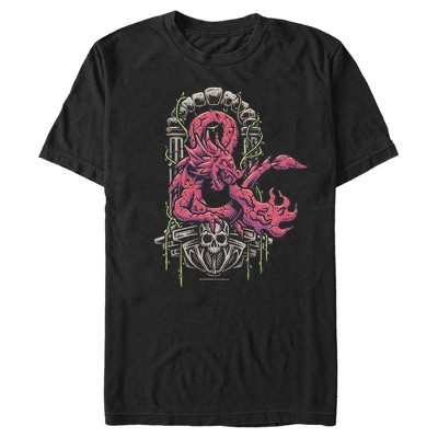 Men's Dungeons & Dragons Red Dragon Logon On Top Of Skull T-shirt ...