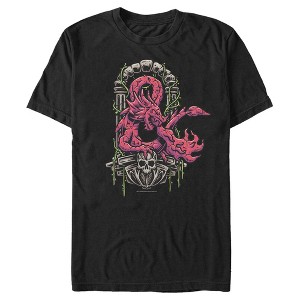 Men's Dungeons & Dragons Red Dragon Logon On Top of Skull T-Shirt - 1 of 4