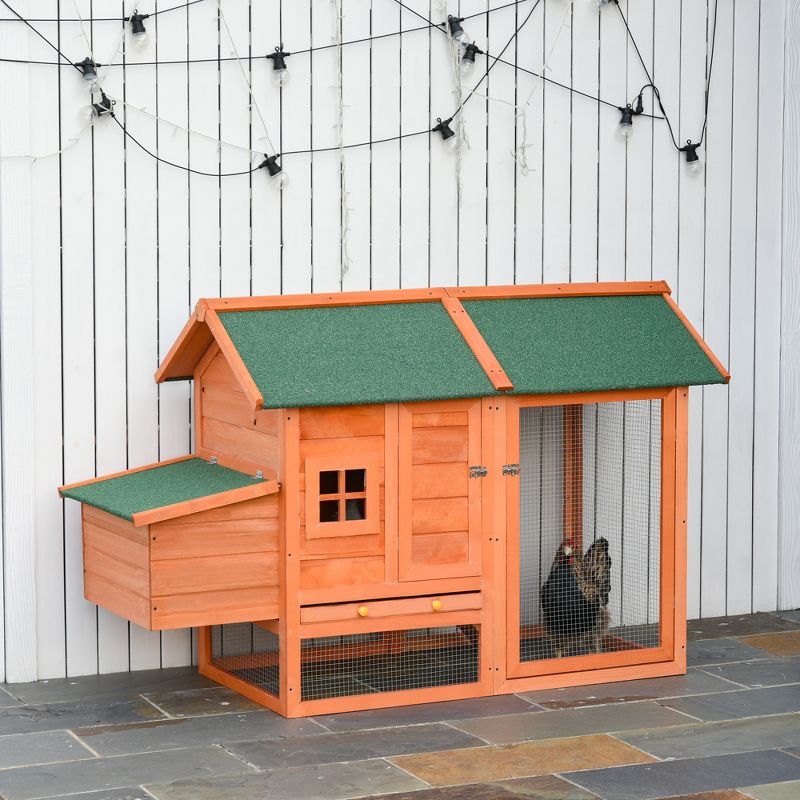PawHut 67" Wooden Chicken Coop Outdoor Chicken House Small Animal Rabbit Habitat Hen House Poultry Cage with Removable Tray, Nesting Box for Backyard, 3 of 7