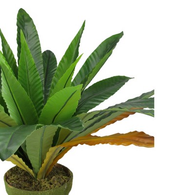 25.4" Green and Brown Silk Plastic Potted Fern