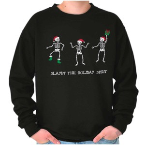 Christmas Skeletons Holiday Spirit Sweatshirt for Men or Women Brisco Brands - 1 of 4