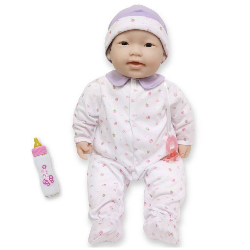JC Toys La Baby 20&#34; Baby Doll - Purple Outfit with Pacifier, 1 of 9