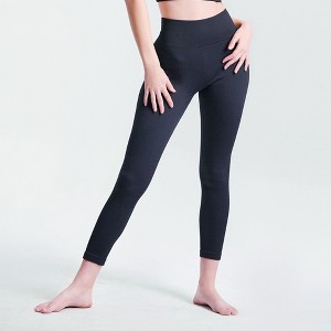 NAYSAYE L Women Yoga Pant Leggings Ribbed Solid High-Waisted Tummy Control Seamless Soft Gym Outfit Yoga Pants for Women Leg Training, Black - 1 of 4