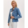 INSPIRE CHIC Women's Denim Button Down Turndown Collar Long Sleeve Ruffle Hem Peplum Jean Jackets - 2 of 4