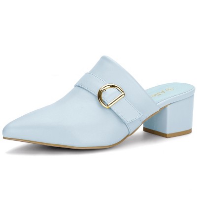Allegra K Women's Pointed Toe Slip-on Block Heel Mules