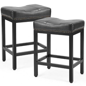 TUYOHW Saddle Bar Stools Set of 2,26'' Height Counter Stools with Steel Frame,Kitchen Stools for Home Kitchen Island - 1 of 4