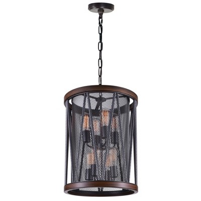 CWI Lighting Parsh 8 Light Drum Shade Chandelier With Pewter Finish