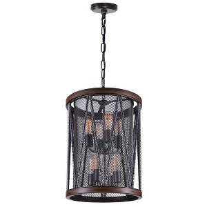 CWI Lighting Parsh 8 Light Drum Shade Chandelier With Pewter Finish - 1 of 4