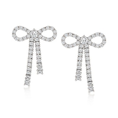 Ross-Simons 1.90 ct. t.w. White Topaz Bow Drop Earrings in Sterling Silver