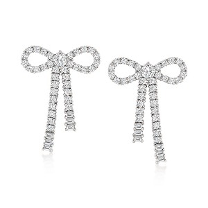 Ross-Simons 1.90 ct. t.w. White Topaz Bow Drop Earrings in Sterling Silver - 1 of 3