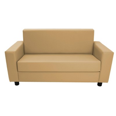 Sand Vegan Leather Kids' Classic Sofa with Wood Frame