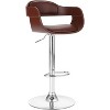Brown swivel adjustable bar stool with upholstered seat and back - 2 of 4