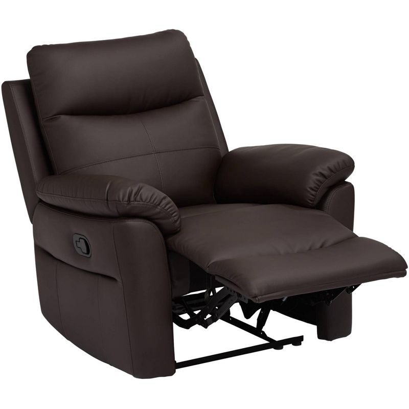 Elm Lane Newport Dark Brown Faux Leather Recliner Chair Modern Armchair Comfortable Push Manual Reclining Footrest for Bedroom Living Room Reading, 5 of 10