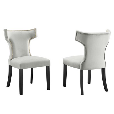 Modway Curve Performance Velvet Dining Chairs - Set of 2