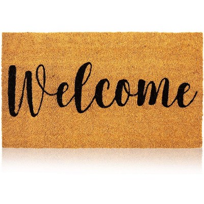 Juvale Coco Coir Welcome Front Door Mat for Outside Entryway, Nonslip Indoor Outdoor Doormat Rug, 17 x 30 in