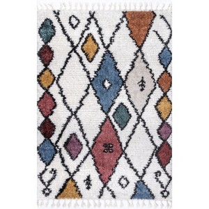 Nuloom Donette Colorful Diamond Tasseled Indoor Area Rug - Beige 5x7 - 1 of 4