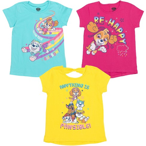 Paw Patrol Everest Skye Chase Rubble Marshall Toddler Girls 3 Pack Graphic  T-Shirts 2T