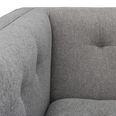 Gray Velvet and Wood Accent Chair with Tufted Design