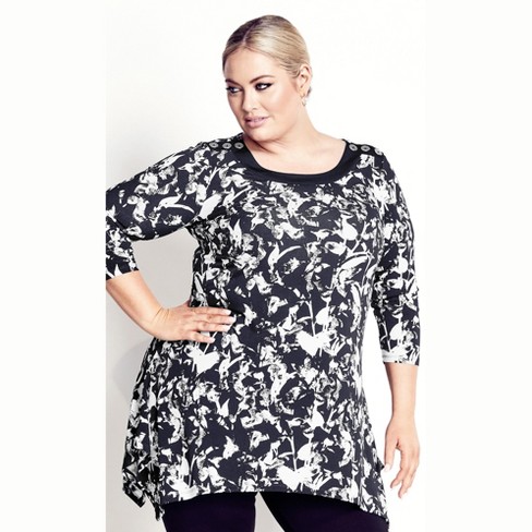 YOURS Curve Black Floral Tunic Shirt